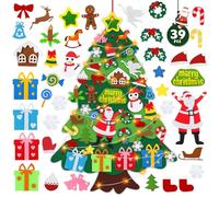 BUOAZR Albero di Natale in Feltro, 105 cm DIY Feltro Albero di Natale con 39 pz Ornamenti Staccabili e 5 m 50 luci a LED, Set di albero fai da te per Bambini Porta Parete Decorazione