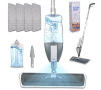 BUOAZR Scopa Lavapavimenti a Spruzzo, Lavapavimenti Microfibra Mocio Pavimenti Professionale con 1 650ml Flaconi Ricaricabili, 4 Panni in Microfibra, per Legno Duro, Laminato, Legno, Ceramica