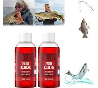 Buobiy Red 40 Fishing Liquid | Strong Fish Attractant High Concentrated Red Worm Liquid Bait,Bait Fish Additive,Red Worm Concentrate Liquid,Fish Bait Attraction Enhancer for for Trout/cod/Carp (2pcs)