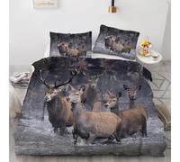 Buohwiwe Copripiumino Matrimoniale Animali di Cervo 200x200 cm Una Piazza e Mezza Microfibra Morbida Set Copripiumino Acqua Del Fiume Biancheria da Letto Reversibile Copri Piumino con Federe a.2074