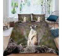 Buohwiwe Copripiumino Matrimoniale Animali Selvatici 230x220 cm King Size Microfibra Ultra Morbida Set Copripiumino Suricato Carino Biancheria da Letto Reversibile Copri Piumino con Federe a.8571