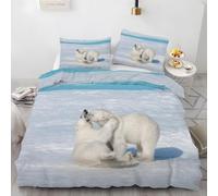 Buohwiwe Copripiumino Matrimoniale Orso Polare 230x220 cm King Size Microfibra Ultra Morbida Set Copripiumino Simpatici Animali Biancheria da Letto Reversibile Copri Piumino con Federe a/2313