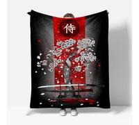 Buohwiwe Plaid Coperta Pile Stile Giapponese Plaid Pile Samurai Sakura 3D Coperta Divano Flanella Super Morbida e Calda Coperta Letto Singolo 150x200 cm Blanket Peluche Coperte 1102Y