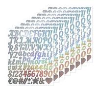BUOKSLLY Set di 8 fogli di lettere adesive, adesivi con glitter e brillantini, 1 in vinile, autoadesivi, impermeabili, per scrapbooking, fai da te, decorazioni per feste (argento)