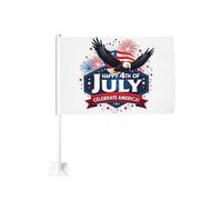 Buon 4 luglio, celebra l'America Eagle, fermaglio per finestrino per auto, bandiere, protezione solare, decorazione, striscione bifacciale da 12 x 18 pollici per camion.