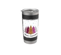 Buon albero di Natale leopardo plaid sbiancato camicia donna Ragazza Bicchiere termico in acciaio inox doppia parete