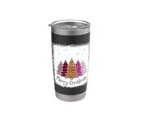 Buon albero di Natale leopardo plaid sbiancato camicia Donne Ragazza Bicchiere termico in acciaio inox doppia parete