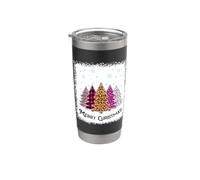 Buon albero di Natale leopardo plaid sbiancato camicia Donne Ragazza Bicchiere termico in acciaio inox doppia parete