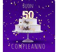 Buon Compleanno: 50 Anni - Libro degli ospiti con 110 Pagine - Edizione Porpora
