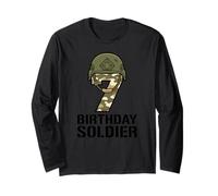 Buon Compleanno 7 Anni Soldato Camo Fun Maglia a Manica