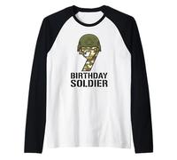 Buon Compleanno 7 Anni Soldato Camo Fun Maglia con Maniche Raglan