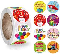 Buon Compleanno Adesivi,Adesivo Ricompensa di Buon Compleanno 500 Etichette di Carta Rotonde Adesivi per Etichette Regalo per la Decorazione della Festa di Compleanno di Natale