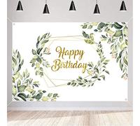 Buon Compleanno Backdrop Oro Eucalipto Foglie di Verdura Compleann o Banner Decorazioni di Com pleanno Buon C ompleanno puntelli per Complea nno Festa Forniture pe r le Donne 150cm x 90cm