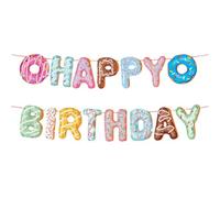 Buon Compleanno Banner,Donuts Striscione Buon Compleanno Colorato Happy Birthday Banner Festone per Decorazione Festa di Compleanno
