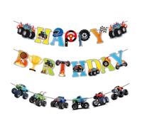 Buon Compleanno Banner,Monster Truck Striscione Buon Compleanno Colorato Happy Birthday Banner Festone per Decorazione Festa di Compleanno