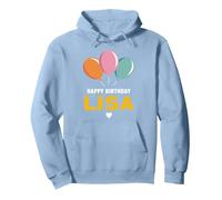 Buon Compleanno dicendo Lisa Felpa con Cappuccio, Unisex per Adulti, Blu Polveroso, M