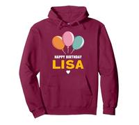 Buon Compleanno dicendo Lisa Felpa con Cappuccio, Unisex per Adulti, Bordeaux, M