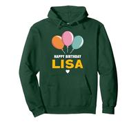 Buon Compleanno dicendo Lisa Felpa con Cappuccio, Unisex per Adulti, Verde Foresta, M