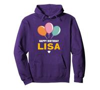 Buon Compleanno dicendo Lisa Felpa con Cappuccio, Unisex per Adulti, Viola, M