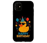 Buon compleanno Duckie carino anatra festa di compleanno Custodia per iPhone 11