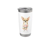 Buon compleanno, mamma Chihuahua, simpatico cane con candela per torta Bicchiere termico in acciaio inox doppia parete