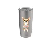 Buon compleanno, mamma Chihuahua, simpatico cane con candela per torta Bicchiere termico in acciaio inox doppia parete