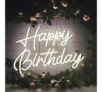 Buon compleanno Segno al neon bianco caldo LED Neon Night Party Decorazione USB Operazione Decorazione di fondo del partito Camera da letto Decorazione della parete 5V, 16.5 "* 11"