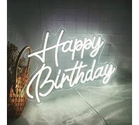 Buon compleanno Segno al neon bianco LED Decorazione del partito di compleanno USB Operazione Decorazione di fondo del partito Camera da letto Decorazione della parete 5V, 16.5 "* 11"