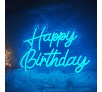 Buon compleanno Segno al neon Ice Blue LED Decorazione del partito di compleanno USB Operazione Decorazione di fondo del partito Camera da letto Decorazione della parete 5V, 16.5 "* 11"