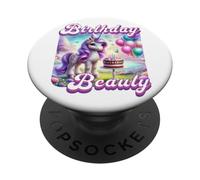 Buon compleanno unicorno principessa arcobaleno unicorno compleanno PopSockets PopGrip Adesivo