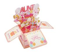 Buon compleanno zia pop-up card divertente regalo zia da nipote nipote, biglietto di auguri colorato pieghevole 3D con busta bouquet floreale donne creative