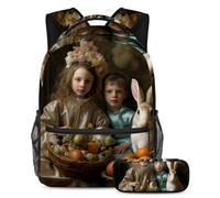 Buon giorno di Pasqua Migliora il tuo gioco di ritorno a scuola con il nostro set di 2 zaini per bambini, perfetto per ragazzi ragazze adolescenti, Multicolore#03, B：29.4x20x40cm P：19x7.5x3.8cm,
