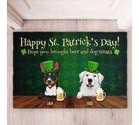 Buon Giorno Di San Patrizio, Spero Che Tu Abbia Portato La Birra - Cane Personalizzato Tappeto Ingresso Casa Divertenti Tappeti D'Ingresso Tappetino Da Bagno Per Terrazzo Balcone Soggiorno 40X60Cm