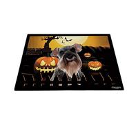 Buon Halloween Con Il Mio Cane Dell'Amore Schnauzer Nano Grigio, Jack O Lantern Tappetino Da Bagno Antisporco Tappeto Ingresso Casa Resistente Tappetini Porta Dingresso Per Balcone Terrazzo 40X60Cm