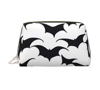 Buon Halloween Pipistrelli Streghe Ragnatela Zucca Teschio Osso Borsa per il trucco in pelle Astuccio cosmetico leggero Borse da viaggio con cerniera portatile