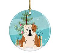 Buon Natale Albero Bulldog Inglese Fulvo Bianco Addobbi Per Natale Con Cordino Ornamenti Di Albero Di Natale Ceramica Ornamento In Ceramica Natalizia