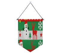 Buon Natale Albero Verde Pupazzo di Neve Alce Banner Appeso con asta telescopica Cantiere Banner Party Banner e decorazioni per porte, pareti, finestre, giardini, banderine da cortile para fiestas