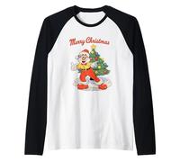 Buon Natale Babbo Natale Vintage Holiday Cheer Maglia con Maniche Raglan