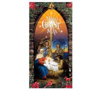 Buon Natale Banner - Copertura Della Porta Di Natale Con Natura Di Natività | Buon Natalee Banner Sospeso | Segno Di Sfondo Della Scena Della Natività Invernale Per Uso Interno Ed Esterno