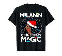 Buon Natale Black Girl Magic Melanin Mrs Claus Afro Love Maglietta