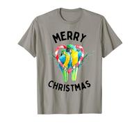 Buon Natale Blu e Oro Ara Pappagallo Coppia Candy Cane Maglietta