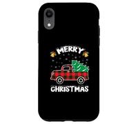 Buon Natale bufalo camion rosso plaid divertente divertente albero su camion Custodia per iPhone XR