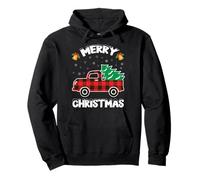 Buon Natale Bufalo Camion Rosso Plaid Divertente Divertente Albero su Camion Felpa con Cappuccio