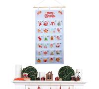 Buon Natale Calendario tascabile - 2025 Decorazione a parete riempita, sacchetto murale del calendario tasca per decori per le vacanze, calendarioo avventato in tessuto di Natale | CONTENITO DEL CONTR