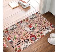 Buon Natale Cani che festeggiano le vacanze Immagine Corna Cappelli Caramelle Zerbino resistente e morbido per la porta d'ingresso, zerbino di benvenuto, per interni ed esterni Suola in gomma, 40 x