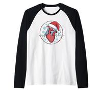 Buon Natale Cardiologia ECG Line Battito Cardiaco Maglia con Maniche Raglan