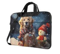 Buon Natale Carino Cane Pupazzo di Neve Del Computer Portatile Tote Bag per Uomini Donne Del Manicotto Del Computer Del Computer, Nero, 14 inch