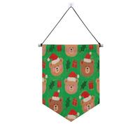 Buon Natale carino orso marrone banner da appendere con asta telescopica porta anteriore banner decorazioni cortile all'aperto per ufficio, scuola, aula, dormitorio, casa banderitas para fiestas