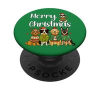 Buon Natale Cinque Cani in Santa Cappelli Holiday Design PopSockets PopGrip Adesivo