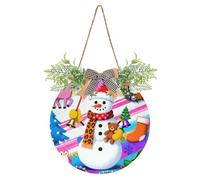 Buon Natale colorato pupazzo di neve decorativo fattoria bagno porta segni segno unico per camera da letto per primavera estate autunno inverno vacanza Halloween Natale Pasqua arredamento